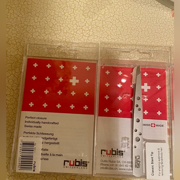 Rubis Hole Pattern Classic Stainless Steel Slanted Tweezers For Eyebrow NEW - Picture 10 of 12